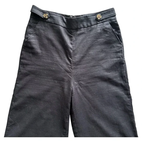 AQUA Bloomingdale’s Black Linen/Cotton High Waist Wide Leg Pants Medium NWT - Picture 2 of 8